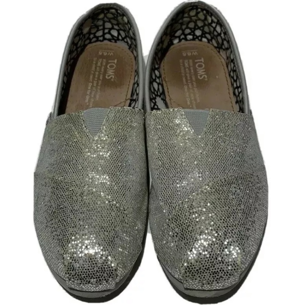 Toms Silver Glitter Shoes size 6.5 women’s